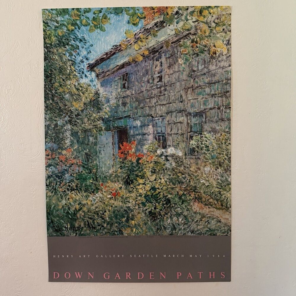 Childe Hassam Old House and Garden East Hampton Exhibition Poster Print 34x23”